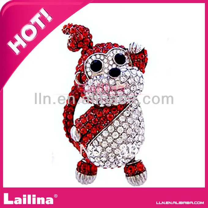 

Cute monkey shape crystal rhinestone brooch