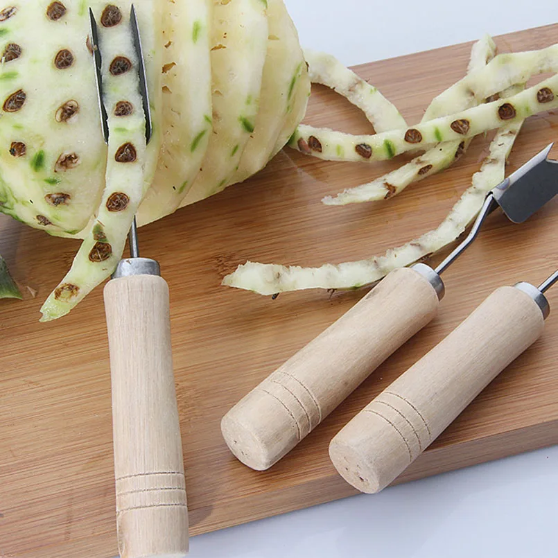 

Classical Stainless Steel Pineapple Slicers Wood handle Easy Pineapple Knife Practical Kitchen UTensils