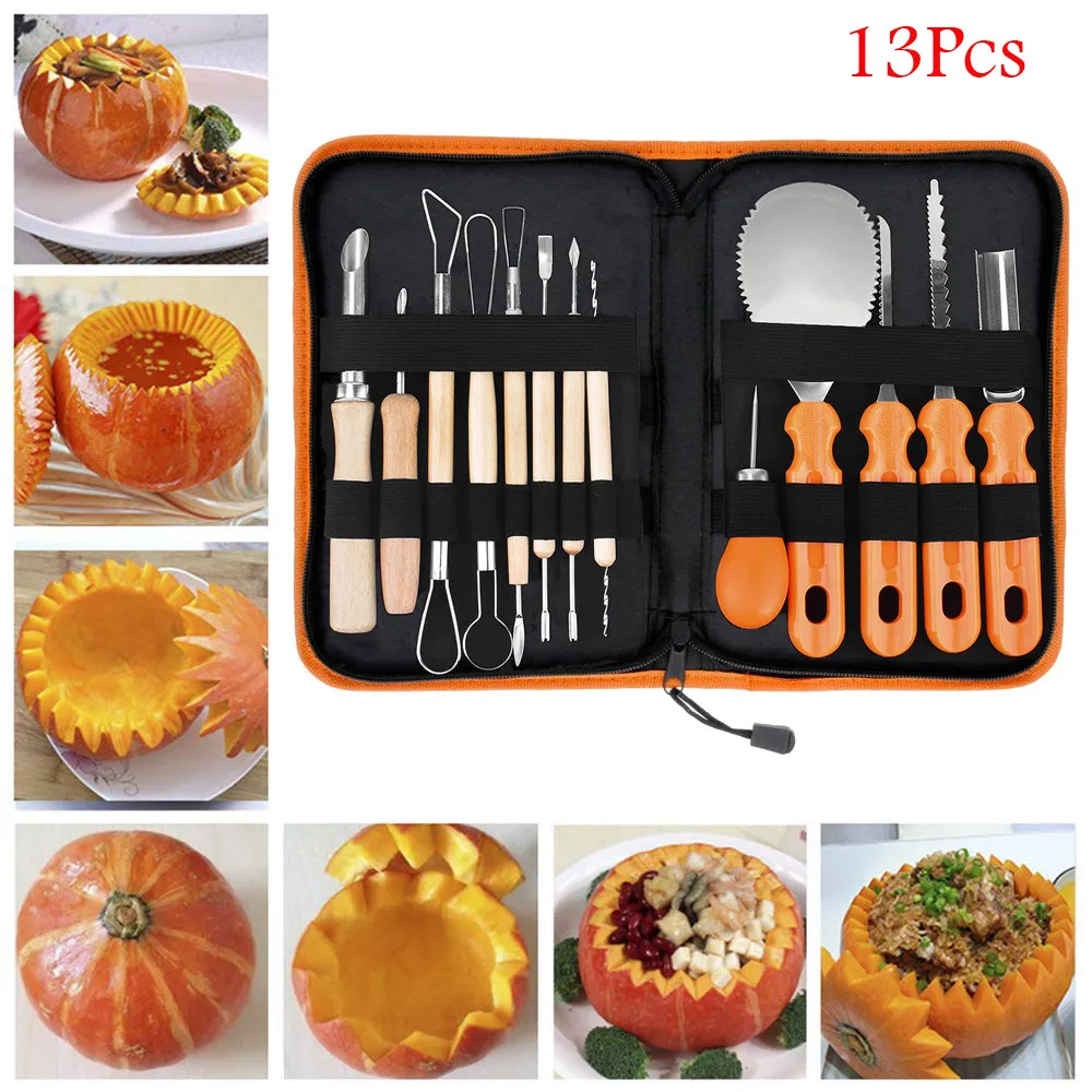13pcs Halloween Pumpkin Carving Tool Kit Set Kitchen Fruit Carve Cutter