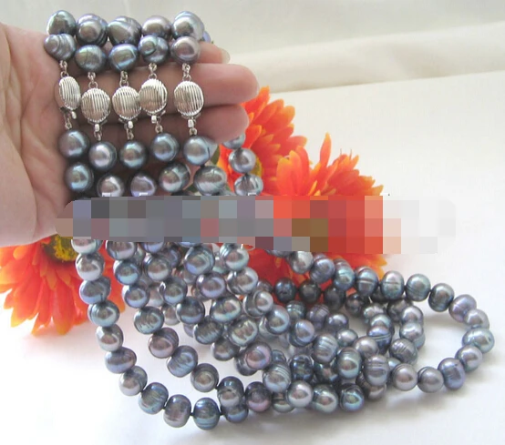 

Miss charm Jew1089 Wholesale 5pieces 17" 11-12mm black flaw freshwater pearl necklace NEW