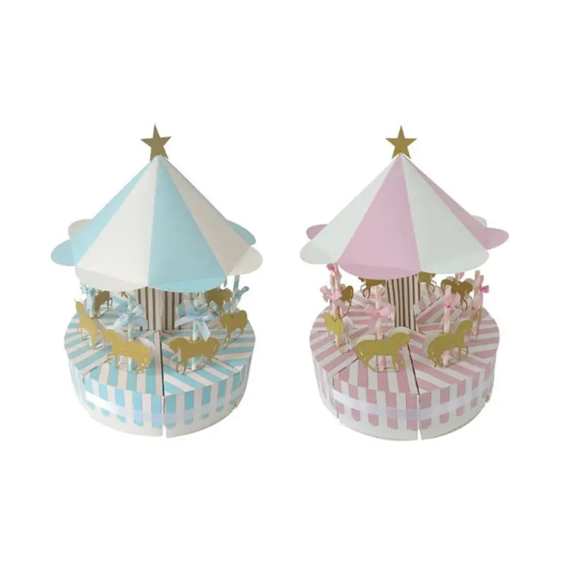 

Candy Cupcake Box Pastry Packing Case Birthday Gifts Bags Wedding Fairy Tale Package Merry-Go-Round Design Celebration Party Acc