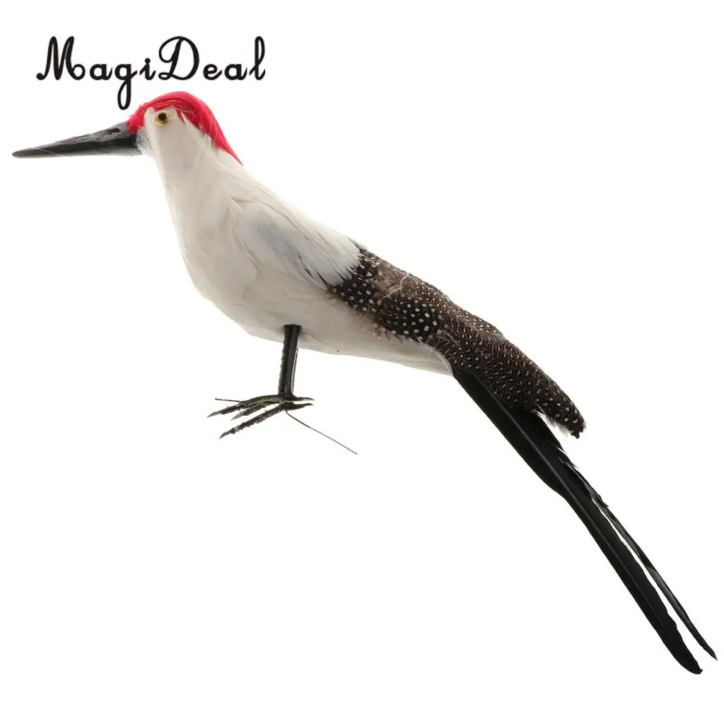 Realistic Artificial Animal Feather Garden Figure Woodpecker Bird Model Home Park Garden Tree Ornament Decor
