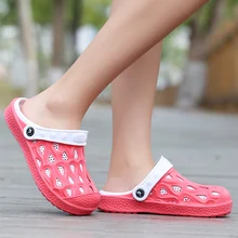 Новые туфли-сабо для сада, мужские быстросохнущие летние пляжные тапки, дышащие открытые сандалии на плоской подошве, женская прозрачная садовая обувь