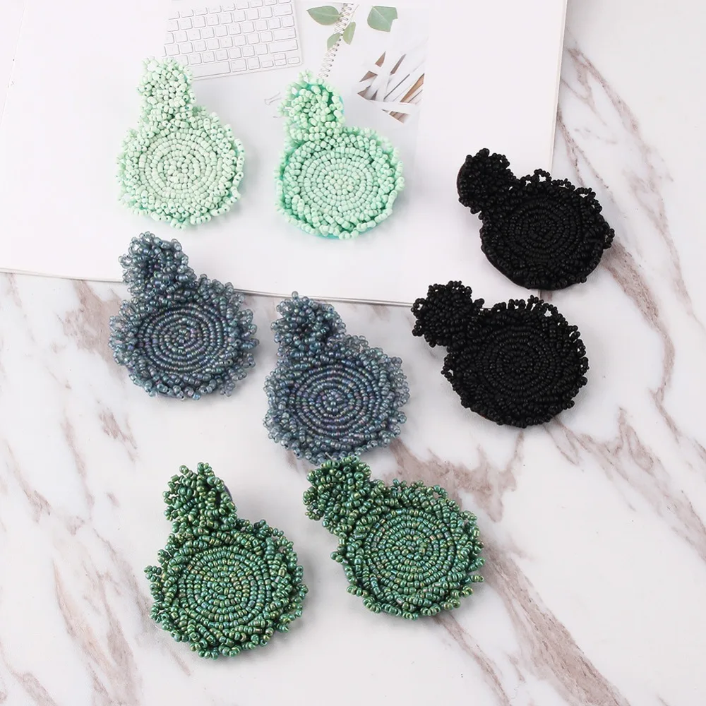 Best lady Boho Fashion Beads Handmade Drop Earrings For Women Vintage Dangle Earrings Round Jewelry Wedding Party Girl Gifts