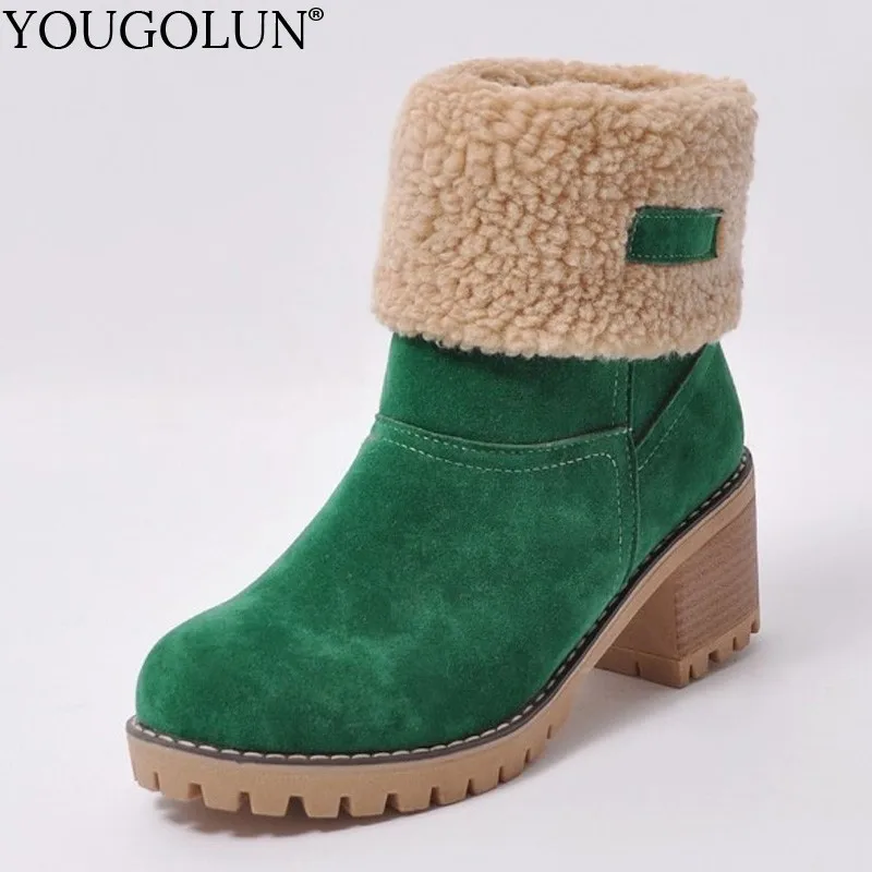 

High Heel Ankle Boots Women Autumn Winter Lady Shoes A231 Woman Black Green Light Tan Orange Round Toe Square Heels Riding Boots