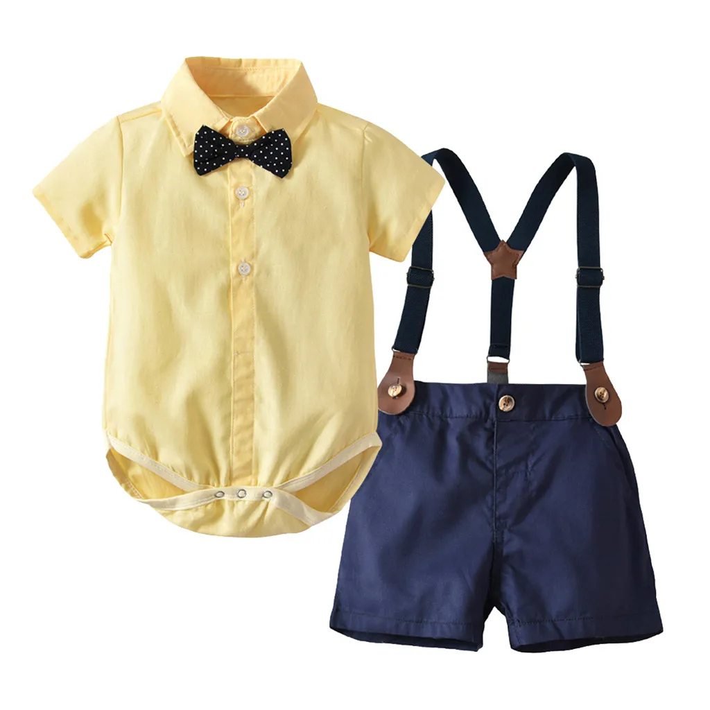 

Infant Infant Baby Children Clothes Set Boys Gentleman Bow Tie Romper+Shorts Overalls Outfits Clothes Gentleman Romper sets