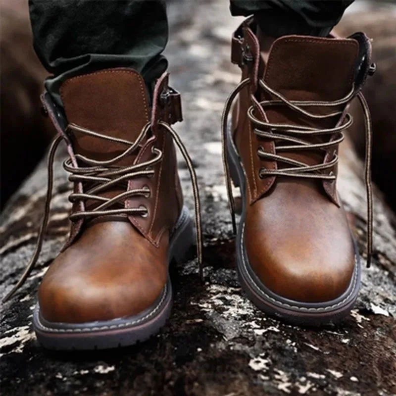WZJP/уличные тактические ботинки martin; Высококачественная кожаная Военная Обувь На Шнуровке; Водонепроницаемая походная обувь; цвет коричневый, черный