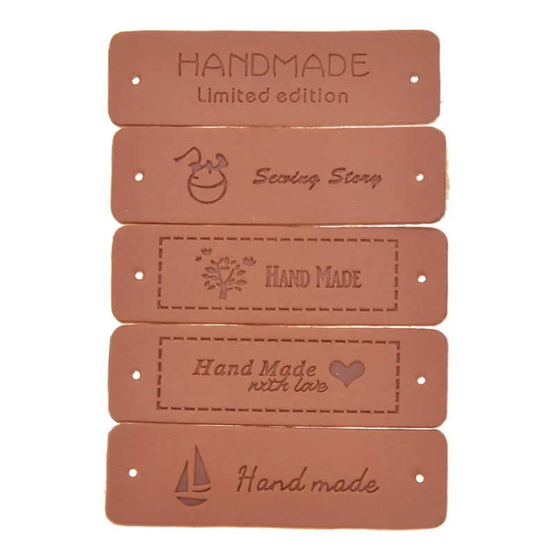 

20pcs Handmade PU Leather Labels Bird Tree Word Embossed Garment Labels DIY Flag Labels For Garment Sewing Accessories Wholesale