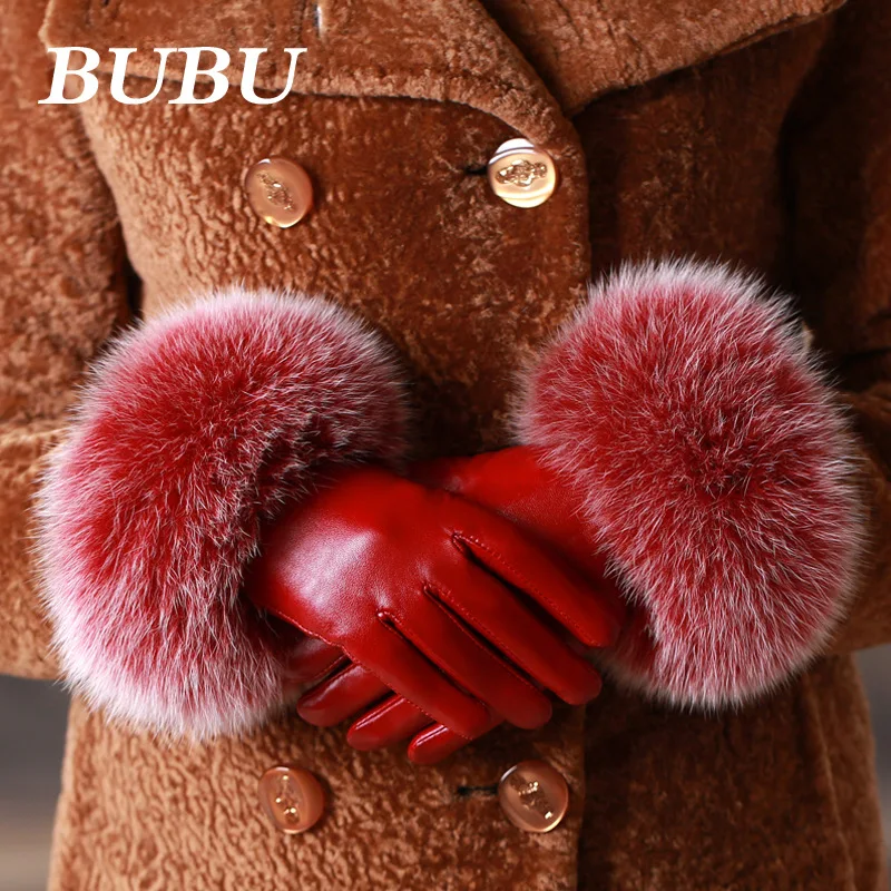 2017 New Leather Gloves Women Genuine Winter New Arrivals Female
