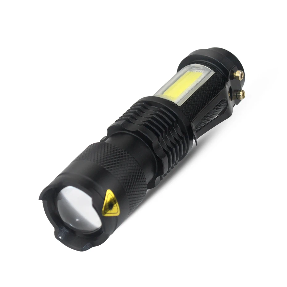 Super Bright 8000LM Mini COB+Q5 LED Flashlight 4Mode Zoom Torch Light For Hiking