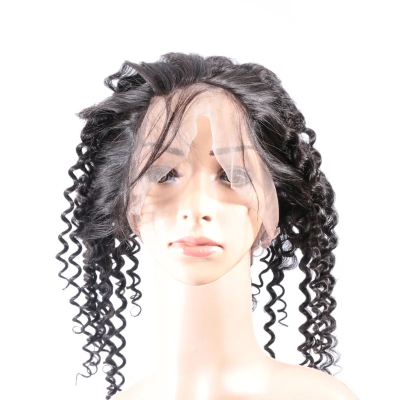 Ali Queen Hair Brazilian Deep Wave Pre Plucked 360 Lace Frontal Closure With Baby Hair Virgin Hair Free Shipping
