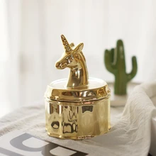 Ceramic Golden Unicorn jewelry box storage tank storage box decoration Christmas gift to send his girlfriend Ceramic Golden Unicorn jewelry box storage tank storage box decoration Christmas gift to send his girlfriend