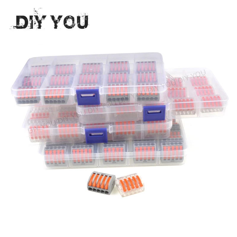 

15-35pcs With box PCT-215/218 DIY YOU mini fast wire Connectors Universal Compact Wiring Connector push-in Terminal Block