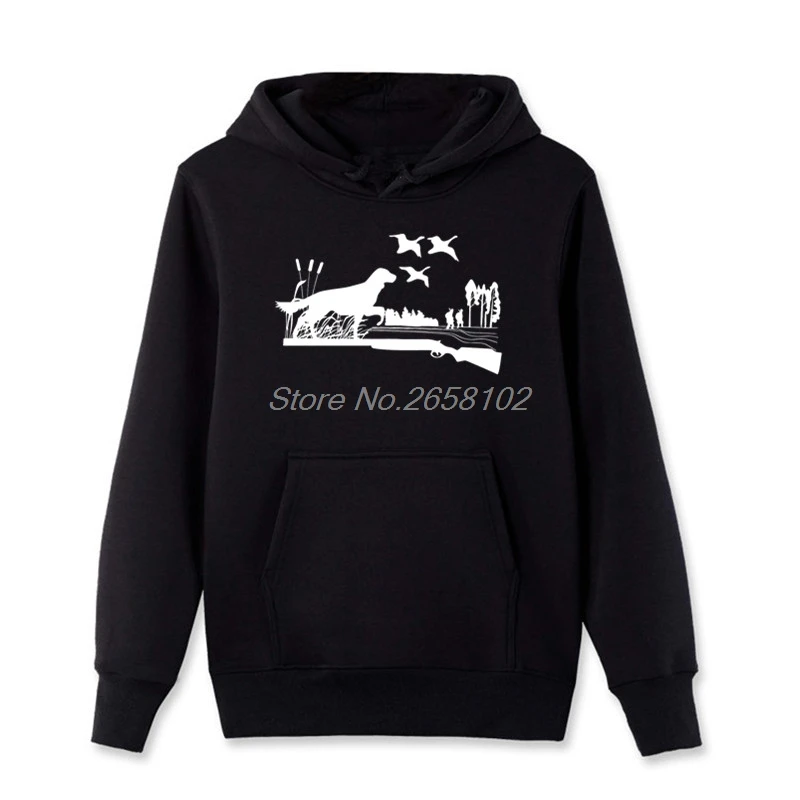 

Spring Men's Cotton Pullover Sweatshirt New Huntings Dog Ducks Gun Hunters Hoodies Funny Causal Fitness Fleece Hooded Streetwear