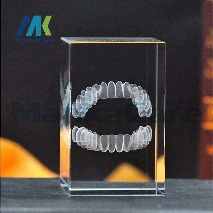 3D зуб модель прозрачный кристалл стенд с светодиодный светильник Стоматологическая оральная сувенир подарок Decorarion лазер травленые зубы Кристалл Стекло куб