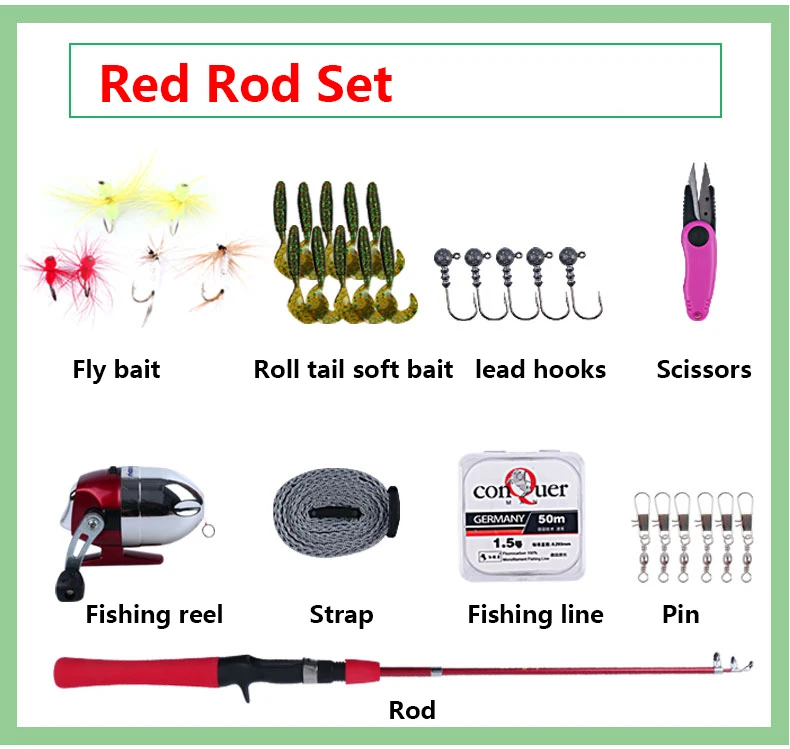 Children/Women lure rod 1.2 meters Mini lure fishing rod set cute rod with  fishing reel line Beginner fishing set EVA handle