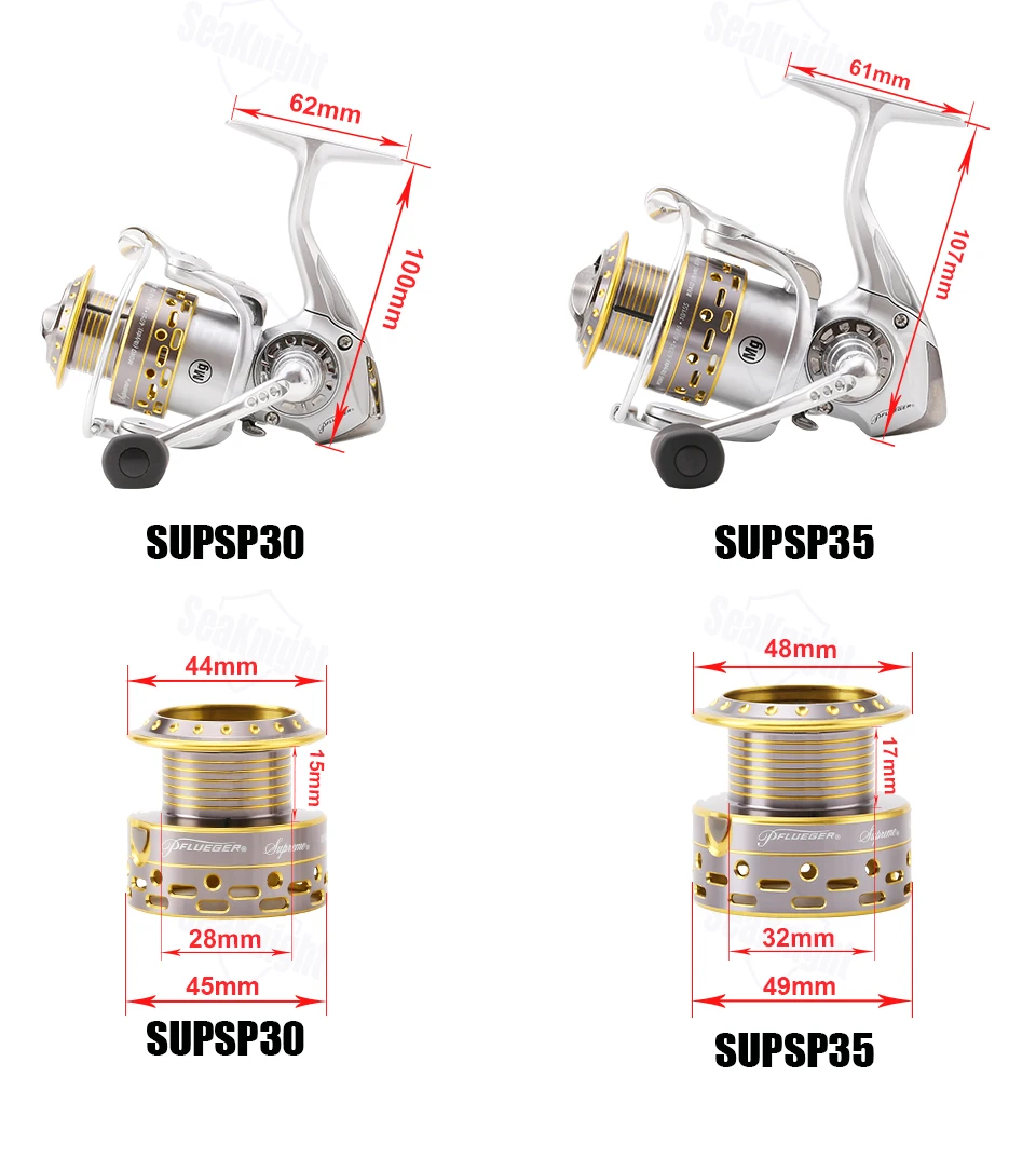 Оригинальная спиннинговая Рыболовная катушка Pflueger Supreme SUPSP25X 30X 35X 9BB 6,2: 1 металлический корпус магния 8-12LB Морская Рыбалка снасти