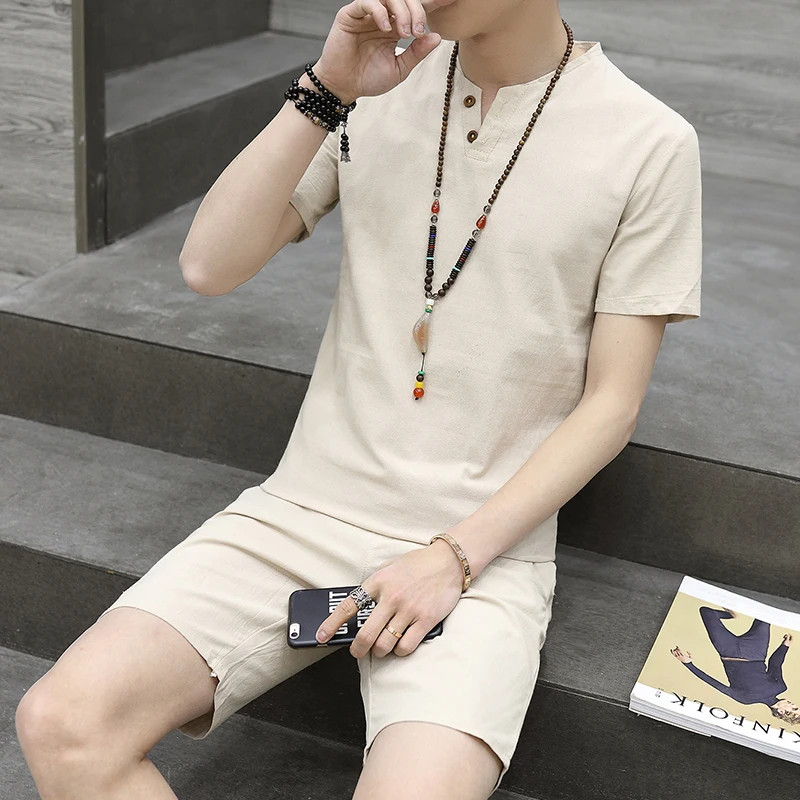 

Summer Hot Sale Men's Sets T Shirts+shorts Two Pieces Sets Casual Tracksuit Male 2019 Casual Tshirt Fitness shorts men 5XL