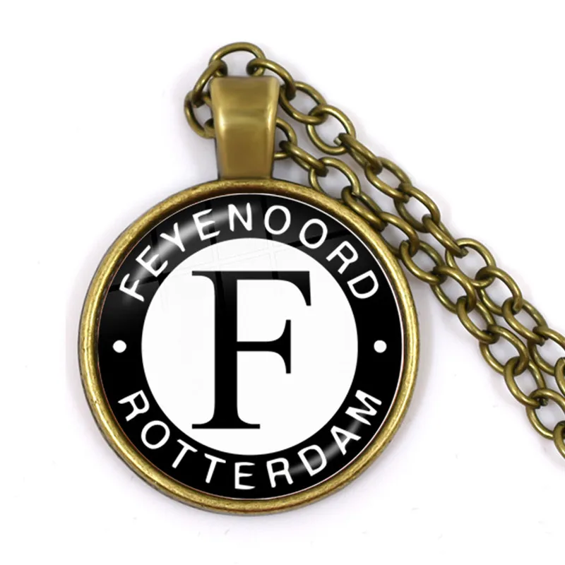 Feyenoord Роттердамский стеклянный ожерелье с кабошоном футбольные лиги логотип футбольный клубный кулон ожерелье для женщин мужчин фанатов подарок - Окраска металла: 3
