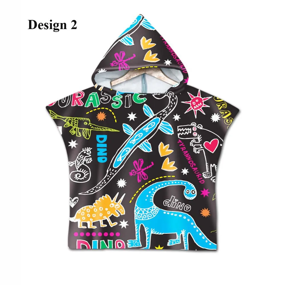 Новинка, подарок милые с принтом динозавра из микрофибры для малышей и детей постарше, Детская куртка с капюшоном, Полотенца бассейн Ванна пляжное полотенце-пончо, накидка - Цвет: Design 2