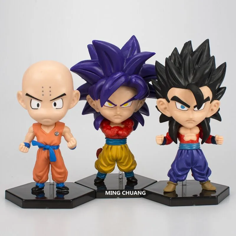 6 шт./компл. Dragon Ball Z Super Saiyan Q Version Son Goku плавки Krillin Vegeta Broli ПВХ Фигурка Игрушка OPP