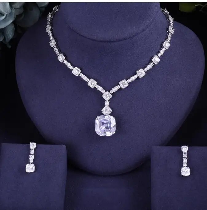ACCKING роскошный свадебный полный кубический цирконий ожерелье сердце для женщин роскошный Дубай Африканский CZ камень свадебные ювелирные наборы