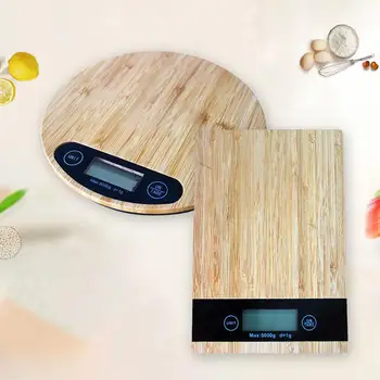 

Bamboo Wood Platform Grain Scale Precision Electronic Scale Baking Scale 5kg Electronic Kitchen Scale with LED Display