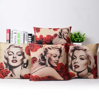 

Vintage BOPO Marilyn Monroe Home Decor cushion Linen cotton pillow sofa cushions decorative Throw Pillow free shipping