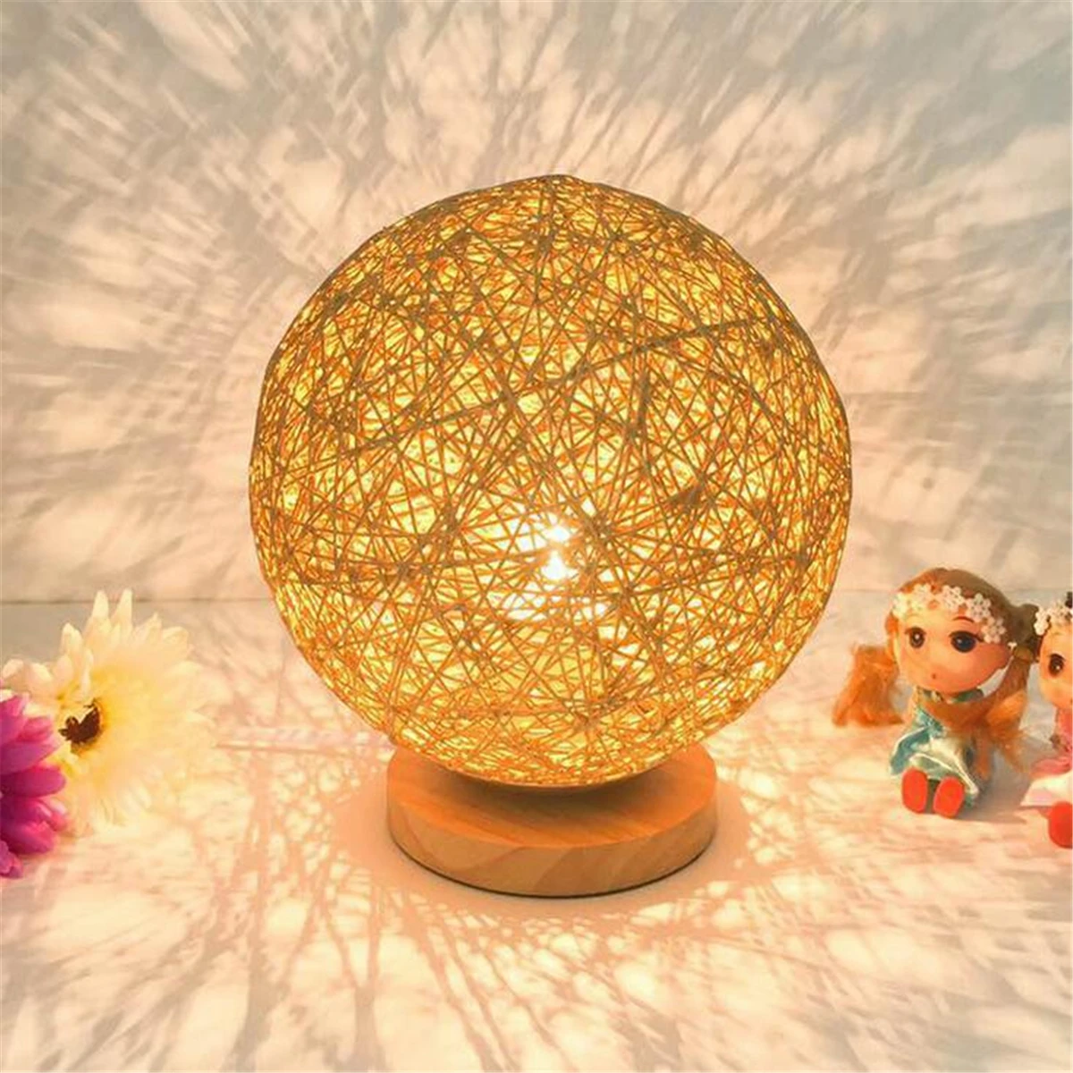 

3 Colors Round Wood Linen Table Desk Lamp Light Retro Button Switch Table Lamps Home Bedroom Bedside Decoration Indoor Lighting