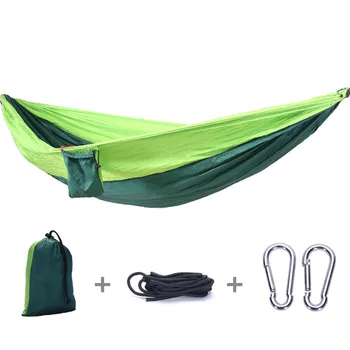 

Single Double Hammock Adult Outdoor Backpacking Travel Survival Hunting Sleeping Bed Portable With 2 Straps 2 Carabiner