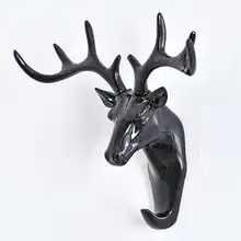 17*18,5 cmDeer head самоклеющиеся настенные дверные крючки, вешалка для ключей, липкий держатель, функциональный крючок, чугунный винтажный настенный черный 19mar19