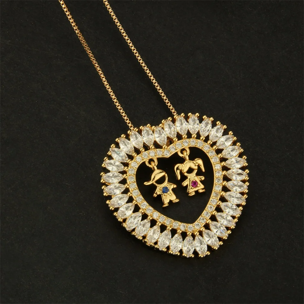 Lucky Sonny Factory Price Cute Boy & Girl Accessory Collar Gold Color Fashion Lovely CZ Charm Pendant Necklaces For Women Bijoux (10)