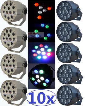 

10xLot Free Shipping 12x3W Led Stage Light RGBW Flat Par Can Lights With DMX512 for Disco DJ Projector Machine Party Decoration