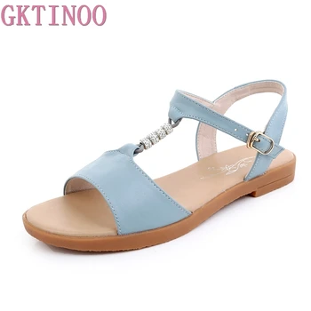 

GKTINOO 2019 fashion summer new shoes woman buckle casual sandals women genuine leather shoes big size 35-43