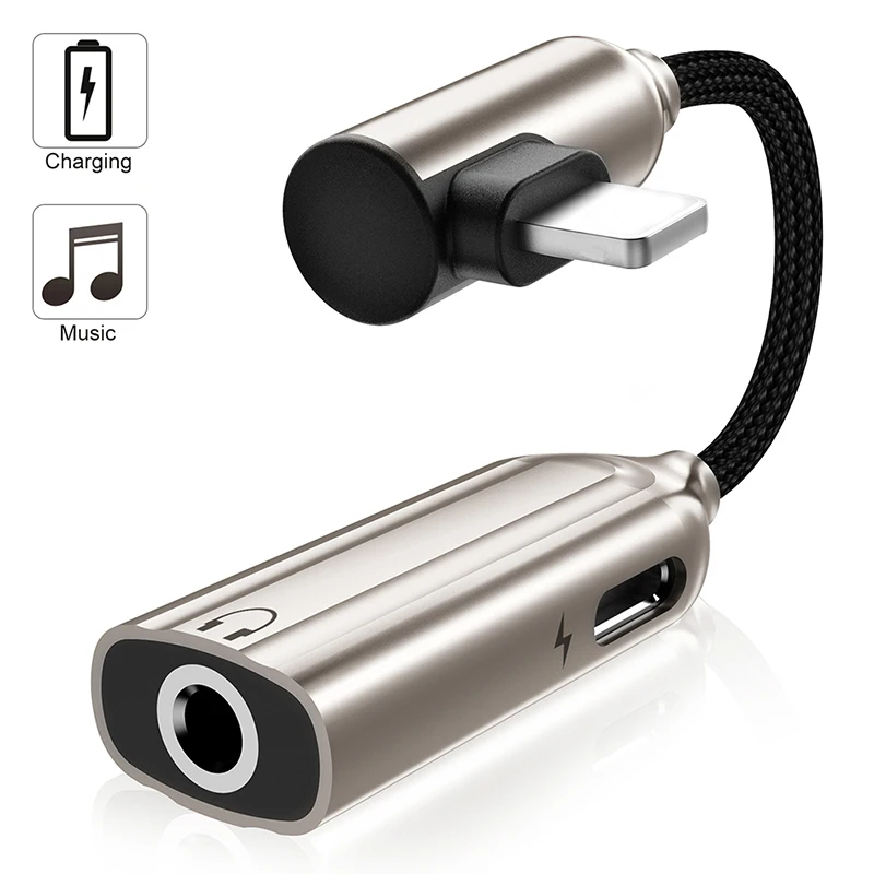 Beste 2 in 1 Splitter voor Bliksem naar 3.5mm Hoofdtelefoon Adapter Voor iPhone 7 8 X XS XR AUX Audio converter Jack Mobiele Telefoon adaptador