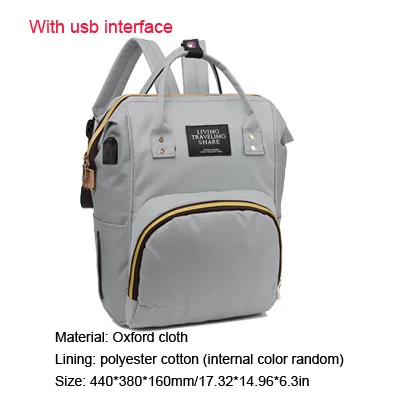 Многофункциональный водонепроницаемый USB интерфейс мягкий подгузник сумки большой емкости путешествия рюкзак для матерей детские подгузники мешок младенческой - Цвет: 8