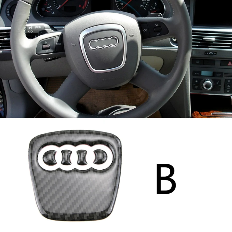 Для Audi A4 B6 B7 B8 A3 Автомобильный логотип наклейка на руль отделка из углеродного