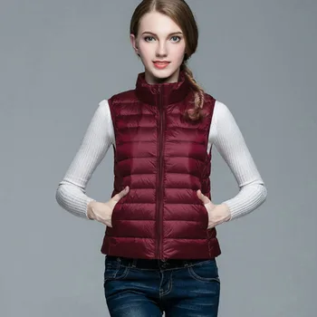 

Spring autumn women green 90% white duck down vest waistcoat soft warm thin Ultra Light waistcoat jacket female brand vest coat