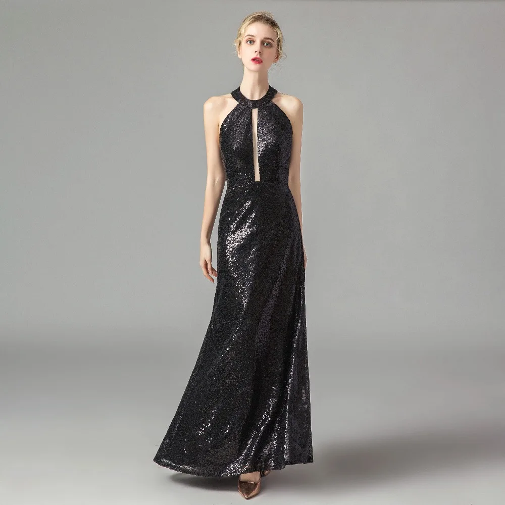 Ruthshen элегантное вечернее платье в винтажном стиле с блестками ТРАПЕЦИЕВИДНОЕ длинное черное платье на бретелях на заказ большие размеры