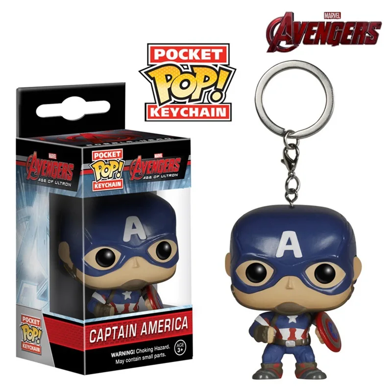 Funko Аниме Фигурка супергероя Капитан Америка брелок с Бэтменом ПВХ Мстители брелок для ключей детская игрушка брелок для ключей подарок - Цвет: Captain America