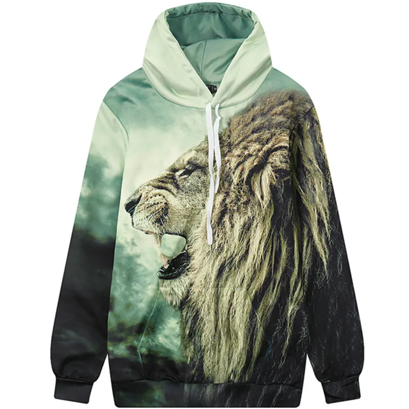 

New 3D Printed Lion Fashion Sweatshirts Long sleeve with hat Cosplay Lion Costume Men Women Hoodies Animals Cosplay Sweatshirts