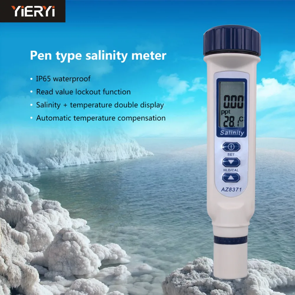 

yieryi Water Proof AZ8371 IP65 Salinometer Conductivity LCD Conductivity Pen type Seawater Tester Salinity Detector