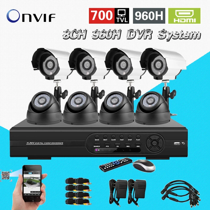 TEATE 8-КАНАЛЬНЫЙ 960 H DVR Система 700TVL крытый ИК-Камеры 8ch full D1 DVR Цвет Видеонаблюдения DIY Kit CK-026