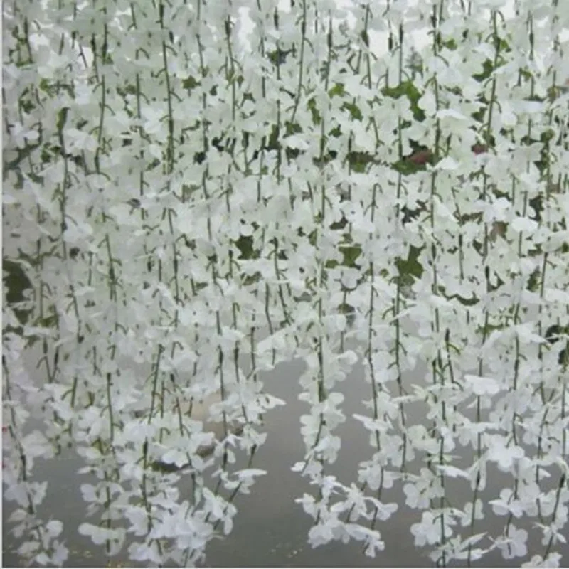 Hot Elegant White Wisteria Vine Wall Hanging Rattan Silk Cherry Elegant White Wisteria Vine Wall Hanging Rattan Silk Cherry Blossom Garland For Wedding Bar Decoration Free Shipping