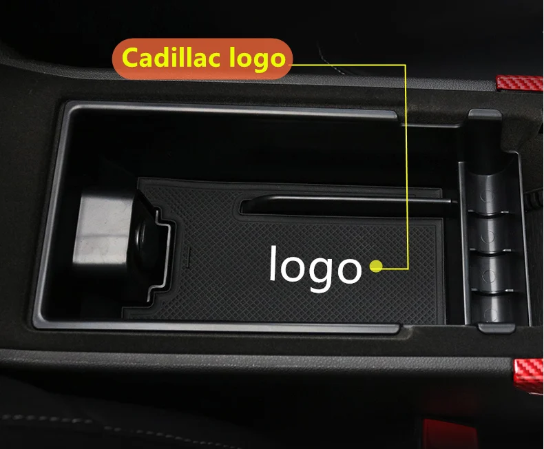 Полка для мелочей для Cadillac XT4 укладка Tidying автомобильный Органайзер противоскользящие резиновые аксессуары для интерьера Стайлинг - Название цвета: Cadillac logo