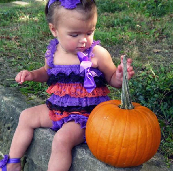 12 colors 6pcslot baby halloween lace romper newborn baby first halloween costume outfit baby
