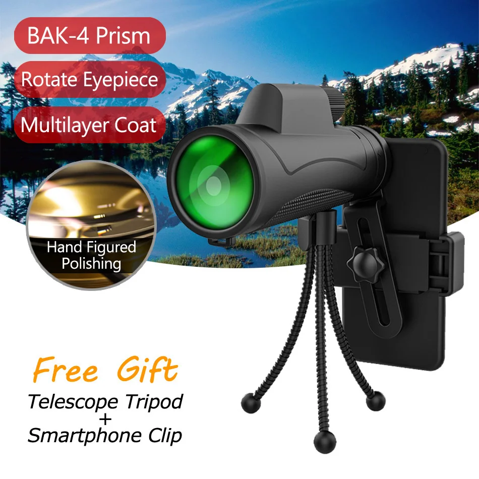 

Monocular Telescope 10X42 BAK4 Telescopio Teleskop Jumelles Zoom Prismatico HD Lornetka Monoculo Tools For Hunting Smartphone