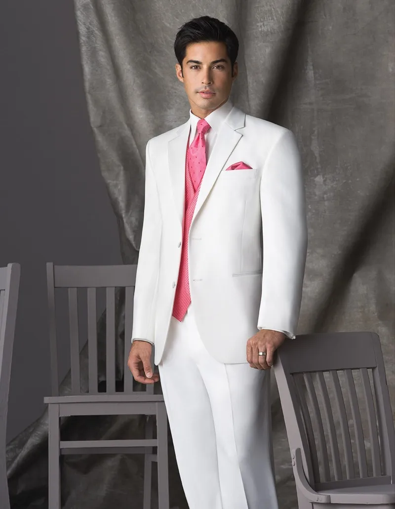 Custom Made Groom Tuxedo Groomsmen White Wedding/Dinner/Evening Suits ...