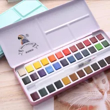 36 цветов/комплект, однотонные акварельные краски в наборе, набор краски для рисования цветов для взрослых студентов, художественные принадлежности, жестяная коробка