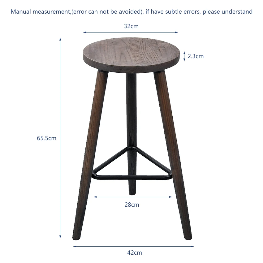 Промышленный старинный антикварный барный стул высота 66,5 см круглое сиденье деревянный стиль лофт мебель счетчик барный стул 3 ноги твердой древесины